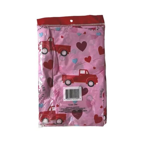 Red Truck Heart Valentine's Day Decor Pink Tablecloth Table Cloth Cover 54 X 108 - Picture 3 of 3